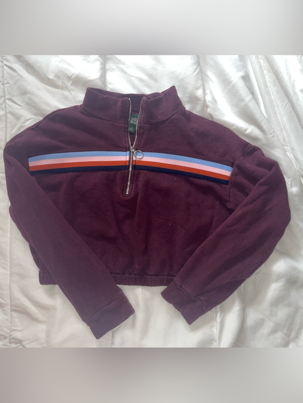 wild fable Maroon Sweatshirt with Multi-Stripe Detail